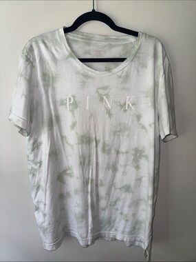 Victoria’s Secret PINK Tie-Dye Tee in White & Light Green